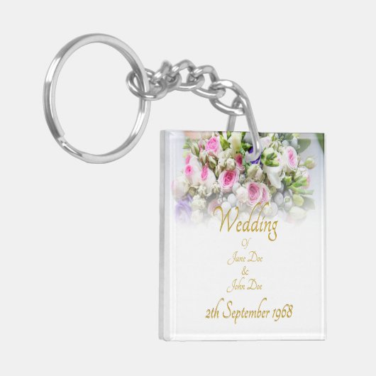 Weddenschap Gift - Bride met kleurrijke bruiloft Sleutelhanger (Voorkant Links)