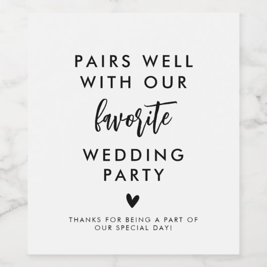 Weddenschap Gift, bruiloft Partij Dank je Wijn Etiket (Enkel label)