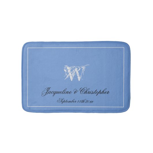 Weddenschap Gift Elegant Monogram Pas getrouwd Gif Badmat (Voorkant)