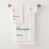 Weddenschap Gift Modern Monogram Pas getrouwd Gift Bad Handdoek (Insitu)