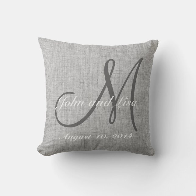 Weddenschap Gift Monogram Aangepast Faux Linen Pil Kussen (Voorkant)