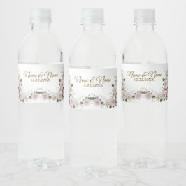 Weddenschap Gift Pink Floral Silver Elegant Waterfles Etiket