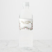 Weddenschap Gift Pink Floral Silver Elegant Waterfles Etiket (Voorkant)