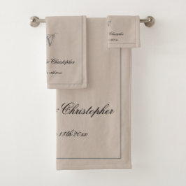 Weddenschap Gift Rustic Monogram Pas getrouwd Chic Bad Handdoek