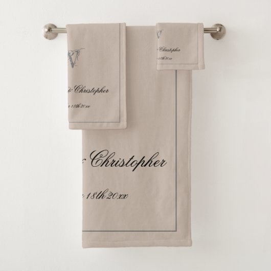 Weddenschap Gift Rustic Monogram Pas getrouwd Chic Bad Handdoek (Insitu)
