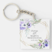 Weddenschap Gift Violet Anemone Floral Bouquet Sleutelhanger (voorkant)