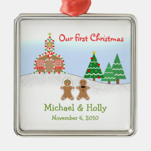 Weddenschap - Gingerbrood Bride & Groom Metalen Ornament