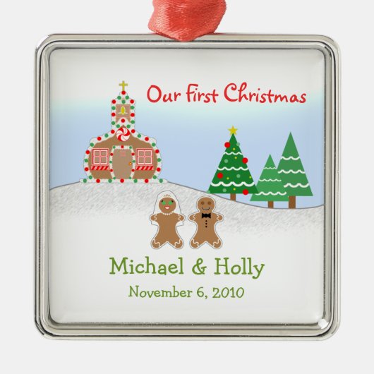 Weddenschap - Gingerbrood Bride & Groom Metalen Ornament (Voorkant)