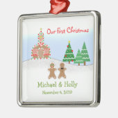 Weddenschap - Gingerbrood Bride & Groom Metalen Ornament (Links)