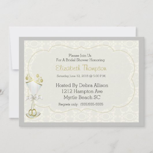 Weddenschap Glass Bubble Damask Vrijgezellenfeest  Kaart (Voorkant)