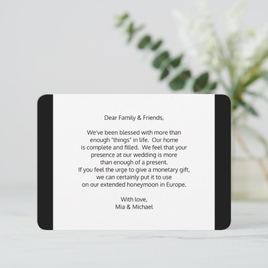 Weddenschap goed geldcadeaubedekking informatiekaartje (Staand voorkant)