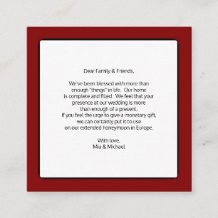 Weddenschap goed geldcadeautjes informatiekaartje