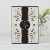 Weddenschap Gold Black Cream Elegant Spiral Kaart (Staand voorkant)