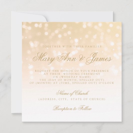 Weddenschap Gold Bokeh Sparkle Lights Kaart (Voorkant)
