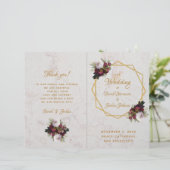 Weddenschap Gold Burgundy White Marble Peonies (Staand voorkant)