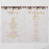 Weddenschap Gold Burgundy White Marble Peonies (Achterkant)