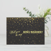 Weddenschap Gold Confetti Ring Bearer Kaart (Staand voorkant)
