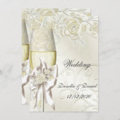 Weddenschap Gold Cream Pearl Floral Rozen 2 Kaart (Voorkant / Achterkant)