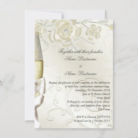 Weddenschap Gold Cream Pearl Floral Rozen 2 Kaart (Achterkant)