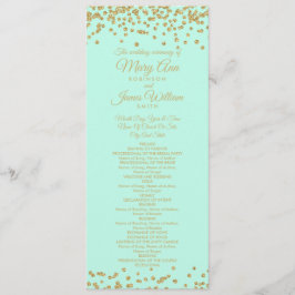 Weddenschap Gold Faux Glitter Confetti Mint Programmakaart