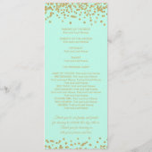 Weddenschap Gold Faux Glitter Confetti Mint Programmakaart (Achterkant)