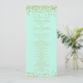 Weddenschap Gold Faux Glitter Confetti Mint Programmakaart (Staand voorkant)