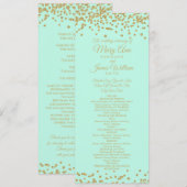 Weddenschap Gold Faux Glitter Confetti Mint Programmakaart (Voorkant / Achterkant)