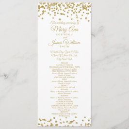 Weddenschap Gold Faux Glitter Confetti White Programmakaart