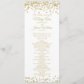 Weddenschap Gold Faux Glitter Confetti White Programmakaart (Voorkant)