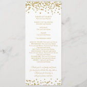 Weddenschap Gold Faux Glitter Confetti White Programmakaart (Achterkant)