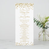 Weddenschap Gold Faux Glitter Confetti White Programmakaart (Staand voorkant)