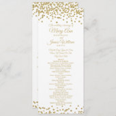 Weddenschap Gold Faux Glitter Confetti White Programmakaart (Voorkant / Achterkant)