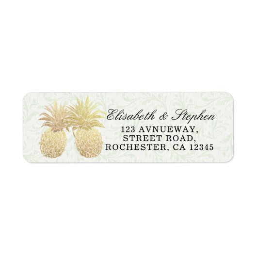 Weddenschap  Gold Foil Pineapple Couple Etiket (Voorkant)