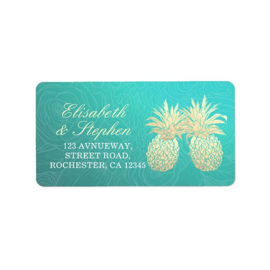 Weddenschap  Gold Foil Pineapple Couple Etiket (Voorkant)
