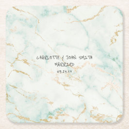 Weddenschap Gold Marble Mint Green Onderzetters