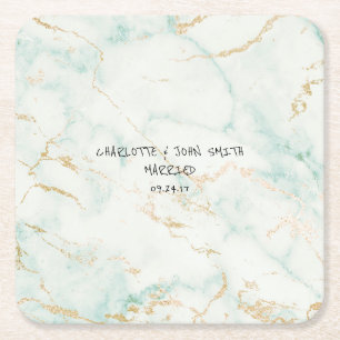 Weddenschap Gold Marble Mint Green Onderzetters