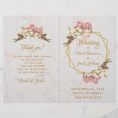 Weddenschap Gold Pink Orchids Marble Geometric (Voorkant)