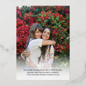 Weddenschap Gold Script-foto dubbelzijdig Folie Uitnodiging (Achterkant)