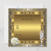 Weddenschap Gold Silver White Antiek Floral Rings Kaart (Achterkant)