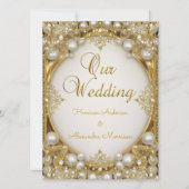 Weddenschap Gold White beige Cream Pearls Oval lij Kaart (Voorkant)