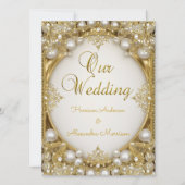 Weddenschap Gold White beige Cream Pearls Oval lij Kaart (Voorkant)