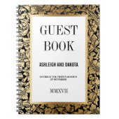 Weddenschap | Golden Floral Damask op Black Notitieboek (Voorkant)