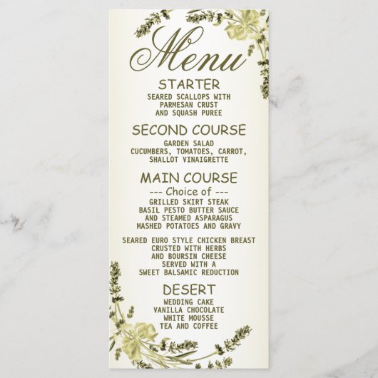 Weddenschap Golden Green Gellow Modern Dinner Menu (Voorkant)