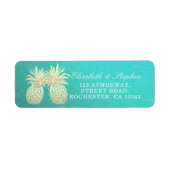 Weddenschap Golden Pineapple Couple Blauwgroen Roz Etiket (Voorkant)