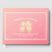 Weddenschap Goud anananas Pinkroze rozen Gastenboek (Voorkant)