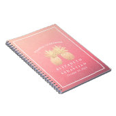 Weddenschap Goud anananas Pinkroze rozen Notitieboek (Rechterzijde)