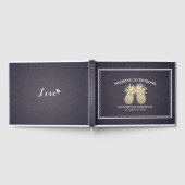 Weddenschap Goud-ananas Couple Navy Blue Gastenboek (Volledig)
