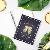 Weddenschap Goud-ananas Couple Navy Blue Notitieboek