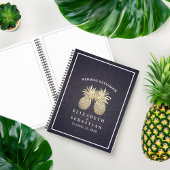 Weddenschap Goud-ananas Couple Navy Blue Notitieboek
