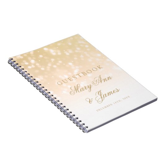 Weddenschap Goud Bokeh Sparkle Lights Notitieboek (Rechterzijde)